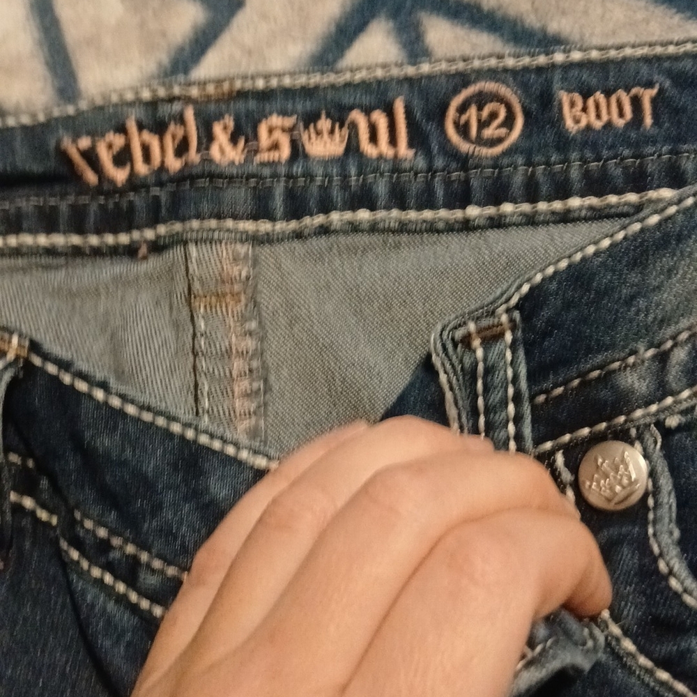 Rebel & Soul Women's Dark Blue Bootcut Jeans - Size 12